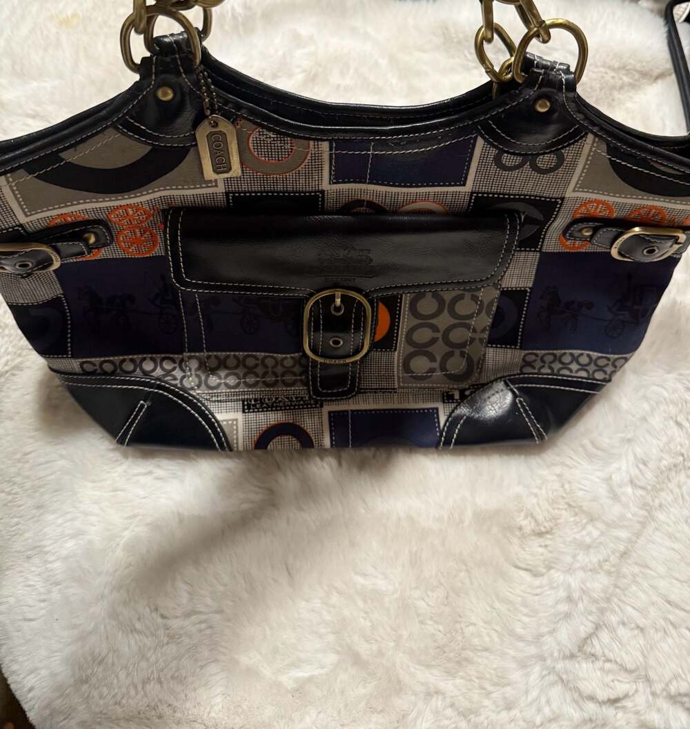 Coach Bleecker Patchwork Legacy Tote Handbag with Horse and Carriage Print